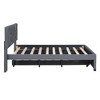 TIRAMISUBEST Full/Queen Size Upholstered Platform Bed with Brick Pattern Headboard and Trundle, Linen Fabric Bed Frame with Slats Support - 3 of 4