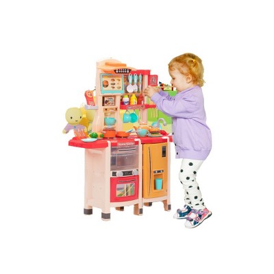 DSVIMOY Kids Kitchen Playset Toys Cooking Set with Accessories Kid Toys for Imaginative Fun and Learning, Blue/Pink