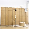 Aghana Digitals 8-Panel Freestanding Room Divider: 5.6' Tall Nature Wood Privacy Screen with Pine - 2 of 4