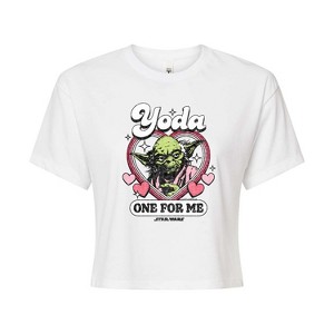 Women's - Star Wars - Valentine Yoda One For Me Cropped Graphic T-Shirt - 1 of 4