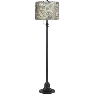 360 Lighting Dyna 58" High Black and Botanical Velvet Shade 2-Light Floor Lamp - 1 of 4