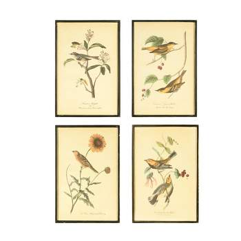 7.8" x 11.7" (Set of 4) Styles Vintage Bird on Branch Wood Framed Wall Art - Storied Home