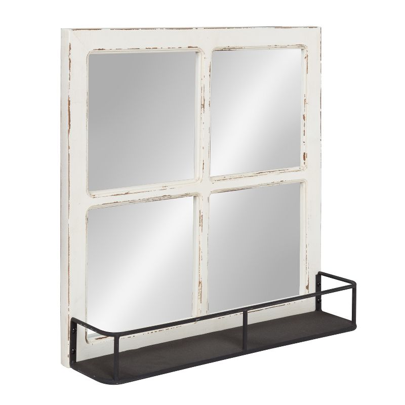20&#34; x 20&#34; Jackson Wood Windowpane Mirror with Metal Shelf White - Kate and Laurel, 1 of 8