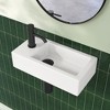 14.6 x 7 x 3.5 in. Rectangular Ceramic Wall Mount Small Vessel Sink Wall Hung with Left Side Faucet Mount in White - 3 of 4