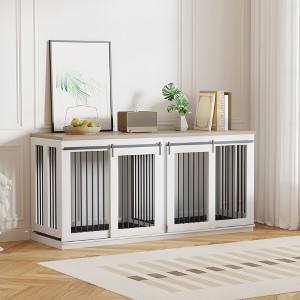 COZONY Large Dog Crate Furniture, Heavy-Duty Kennel with Divider, All-Steel Frame, Farmhouse End Table for Large Breeds - 1 of 4