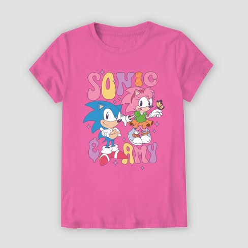 Girls Boys Sonic The Hedgehog Multi-Color T Shirt Pink Shorts Suit