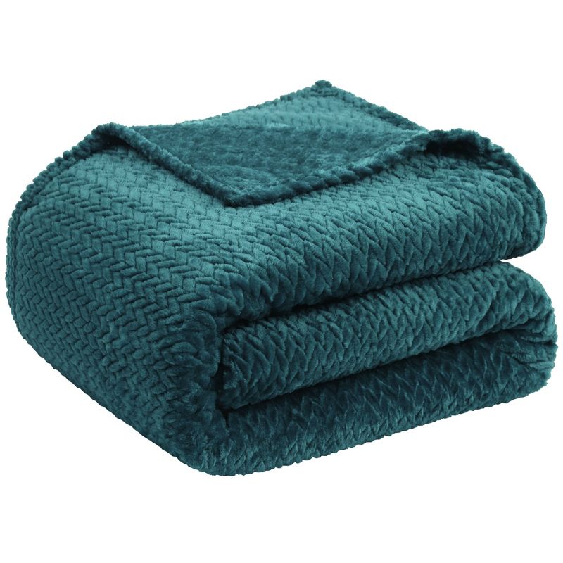 PiccoCasa 280GSM Soft Weave Pattern Fuzzy Plush Flannel Throw Blanket 1 Pc, 1 of 9