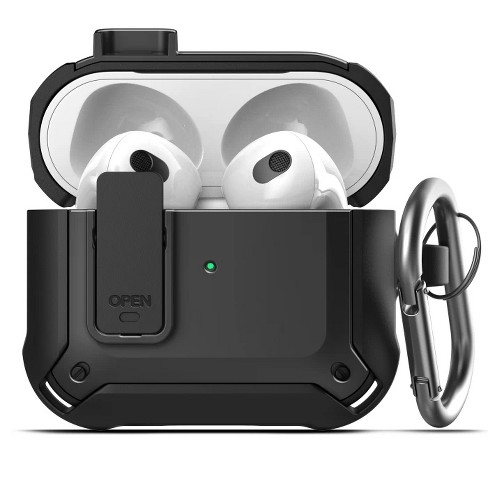 Lærerens dag Flåde forfølgelse Encased X-armor For Airpods 1st Generation Case With Locking Lid |  Protective Carrying Pod With Carabiner Keychain (airpods Gen 1) : Target