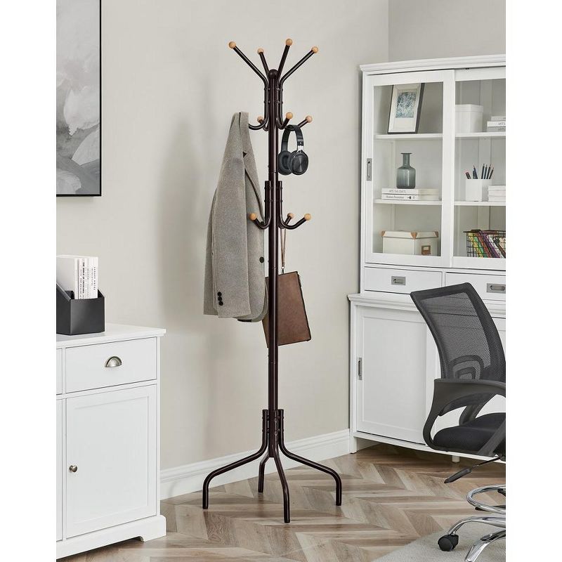 SONGMICS Coat Rack Freestanding, Metal Coat Rack Stand with 12 Hooks and 4 Legs, Coat Tree, Holds Clothes, 4 of 9