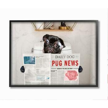 Stupell Industries Bathroom Pug Daily Toilet Briefing Dog Humor