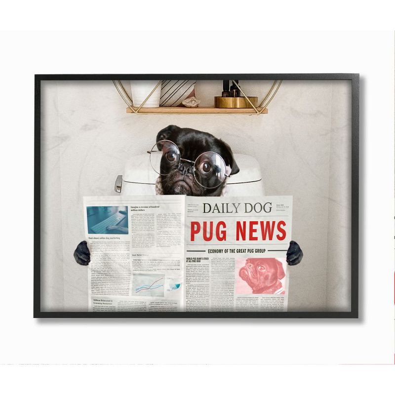 Stupell Industries Bathroom Pug Daily Toilet Briefing Dog Humor, 1 of 7