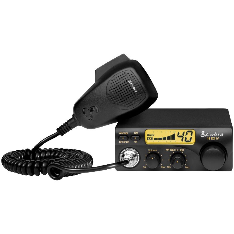 Cobra 40-Channel Compact CB Radio with Microphone, Black, 19 DX IV, 2 of 4
