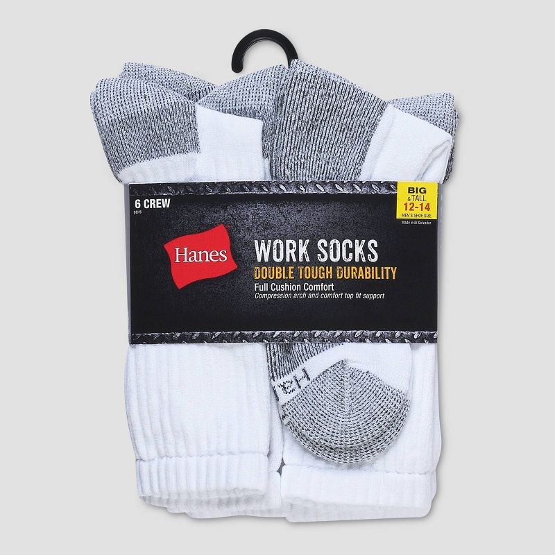 Hanes Men's Big & Tall Work Crew Socks 6pk - 12-14, 4 of 5