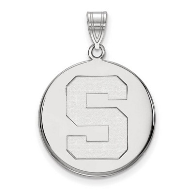 Black Bow Jewelry 10k White Gold Michigan State Spartans NCAA Large Pendant