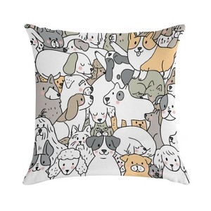 Cute Doodle Dogs Pillow Covers 18x18 Decorative Throw Pillows Soft Square Cushion Covers for Couch Sofa Bedroom - 1 of 1