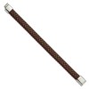 Black Bow Jewelry 12mm Stainless Steel & Brown Leather Braided Bracelet, 8.5 Inch - 2 of 4