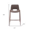 HomeRoots Set of Two 26" Brown Faux Leather And Steel Low Back Counter Height Bar Chairs - 3 of 4