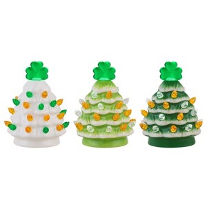 Mr. Lucky Set of 3 Ceramic 4.1" Shamrock Trees - 1 of 2