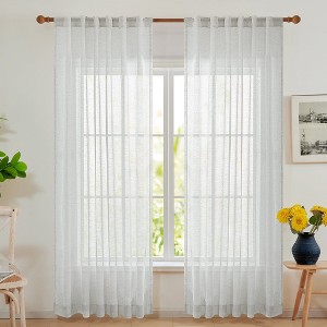 Deconovo Textured Faux Linen Sheer Curtains 2 Panels OEKO-Certified - 1 of 4