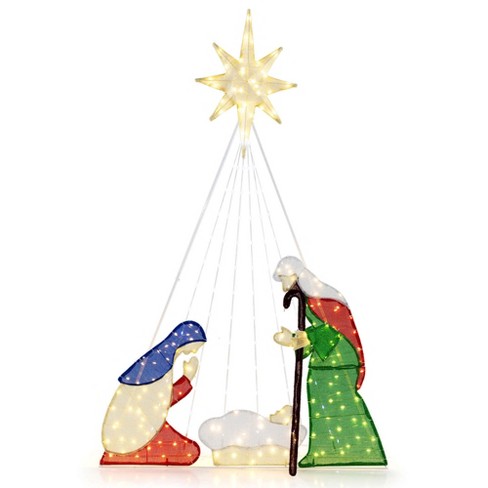 Costway 6 FT Lighted Nativity Scene with 240 LED Lights Zip Ties & Ground Stakes - image 1 of 4