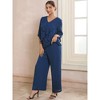 INSPIRE CHIC Women's Chiffon Ruffles V Neck Top Wide Legs Wedding Guest Pant Suit Sets 2 Pcs - 2 of 4