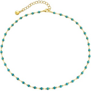 Gold Beaded Choker Necklace 18K Plated Dainty Chain for Women - 1 of 4