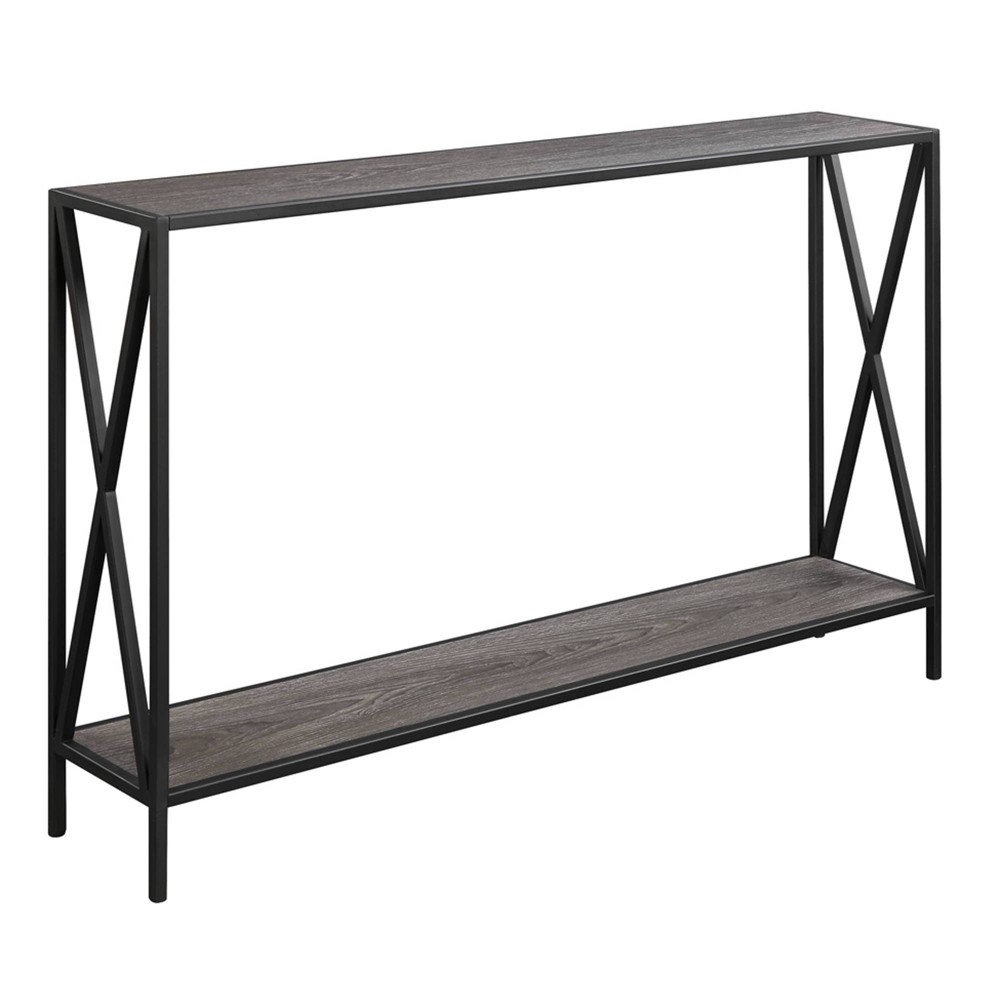 Photos - Coffee Table Tucson Console Table with Shelf Weathered Gray - Breighton Home: Steel Fra