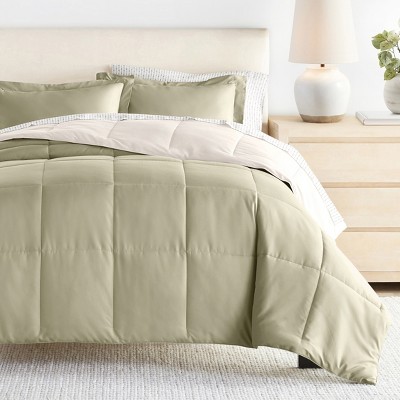 7PC Bedding Bundle, Reversible Solid Comforter and Patterned Sheet Set - Becky Cameron