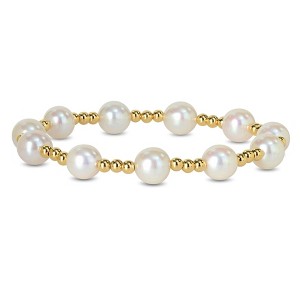 EVERLY JEWELRY | 10K Yellow Gold 7.5 - 8 MM White Freshwater Cultured Pearl Bracelet 10k Gold Yellow Length (inches): 7 - 1 of 4