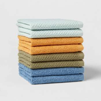 8pc 12"x12" Kids' Washcloth Set Teal - Pillowfort™