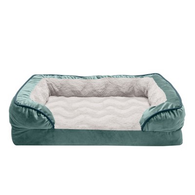 Celadon Green Medium Orthopedic Velvet Sofa Pet Bed