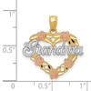 Black Bow Jewelry 14k Two Tone Gold and Rhodium Grandma Heart and Roses Pendant, 21mm - 4 of 4