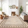 Coucheta Modern Washable Area Rug, Neutral Geometric Border Low Pile Rug, Non-Slip & Non-Shedding Carpet for Living&Dining Room, Hallway&Bedroom - 2 of 4