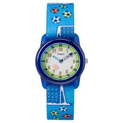 Timex Brandclub Kid s Timex Watch with Soccer Strap Blue TW7C16500XY