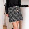 Women's Black Chic Plaid Button-Front Mini Skirt - Cupshe - 4 of 4