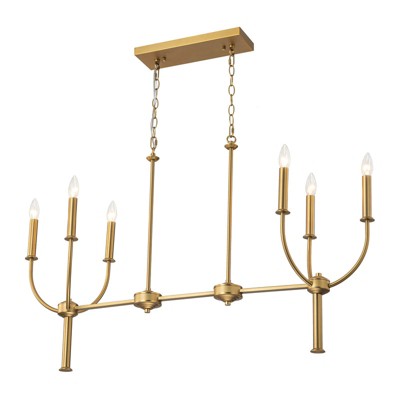 LLHZSY Gold Island Pendant Chandelier 43 3/10" Wide Modern Creative Candlestick 6-Light Fixture