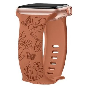 HTUTWOO Engraved Butterfly Apple Watch Band, Soft Silicone Strap 38/40/41/42/44/45/49mm, for iWatch Series 10 9 8 7 6 5 4 3 2 1 SE Ultra - 1 of 4