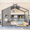 Whisen Twin Size Floor House Bed & Kids Montessori Bed, Playhouse Bed with Storage Shelf, Roof Design - 3 of 4