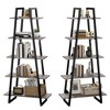 Tall Narrow 5-Tier Industrial Ladder Shelf Bookcase Wood and Metal Bookshelf Storage Organizer for Bedroom Living Room, Grey - 4 of 4