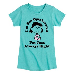Girls' - Peanuts - Lucy Im Always Right Fitted Short Sleeve Graphic T-Shirt - 1 of 4