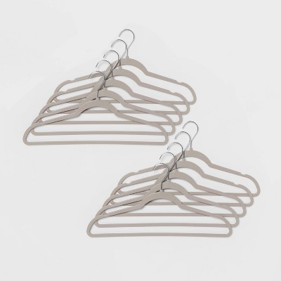 10pk Petite Flocked Hangers Black - Brightroom™ : Target
