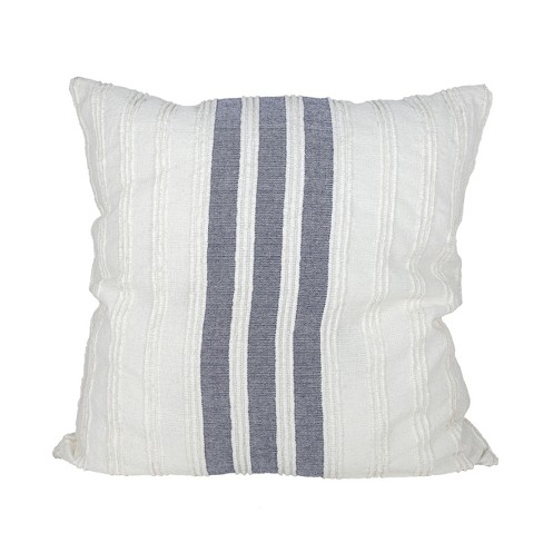 24X24 Inch Hand Woven Pillow Blue Cotton With Polyester Fill Foreside Home Garden