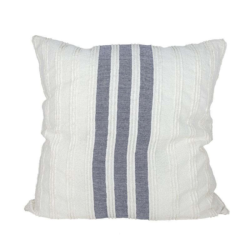 24X24 Inch Hand Woven Pillow Blue Cotton With Polyester Fill - Foreside Home & Garden, 1 of 6