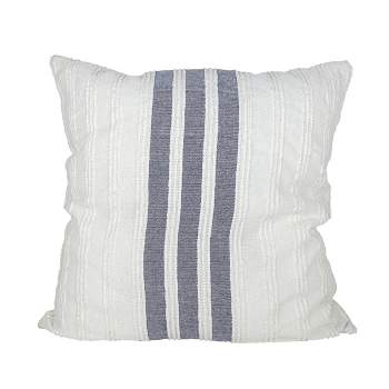 24X24 Inch Hand Woven Pillow Blue Cotton With Polyester Fill - Foreside Home & Garden