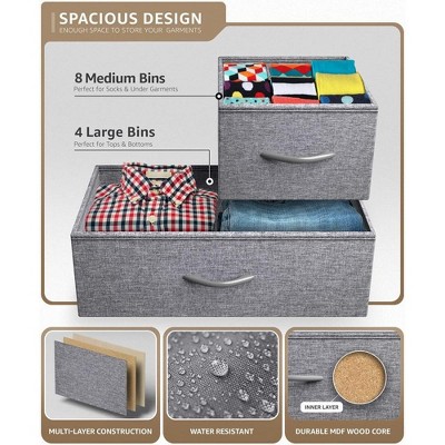 Gray 12-Drawer Nursery Dresser with Soft Close Drawers