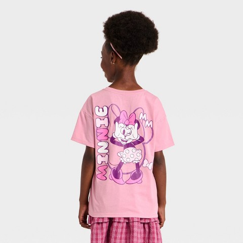 Детские Disney Girls' Minnie Mouse Oversized Front and Back Graphic Short Sleeve T-Shirt - Pink M