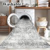 Itopfox Washable Vintage Traditional Gray Floral Print Area Rug, Non Slip Thin Retro Accent Indoor Distressed Carpet for Bedroom Living Room Bathroom - 3 of 4