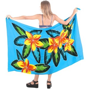 LA LEELA Women's Summer Bikini Wraps Beach Wrap Coverup Sarong Skirt Swimwear Swimsuit Coverup for Women One Size Multicolored, Floral - 1 of 4