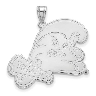 Black Bow Jewelry 14k White Gold Tulane Green Wave NCAA Extra Large Pendant