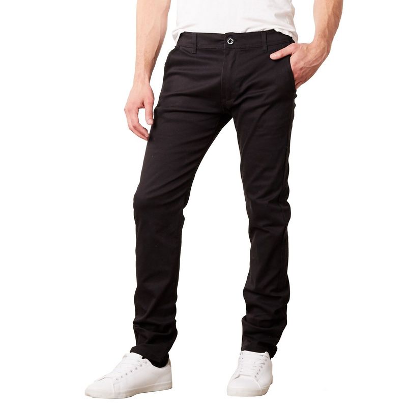 Galaxy By Harvic Men's Slim Fit Cotton Stretch Classic Chino Pants - Black, 34
